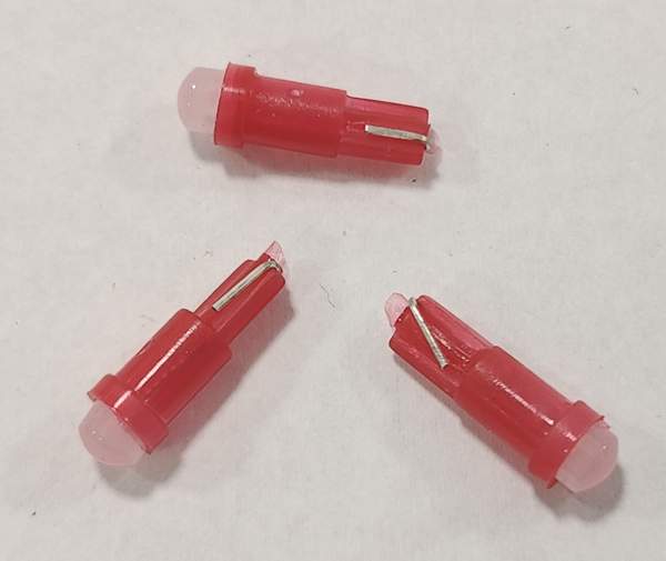 Лампа светодиодная T5 (семечки) 12V керамика красная